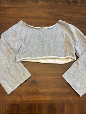 Alo Yoga Barre Cropped Coverup Sweatshirt Women’s Small Gray Shoulder